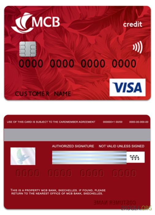 Carte de crédit visa Seychelles MCB Bank